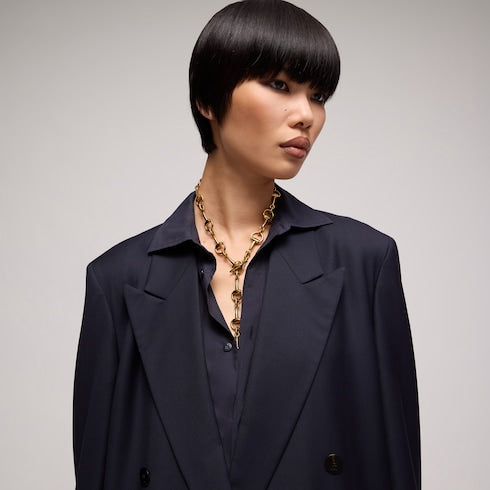 Horsebit lariat necklace - gold-toned brass