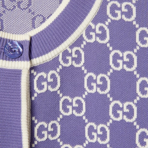 GG fine cotton jacquard cardigan - purple