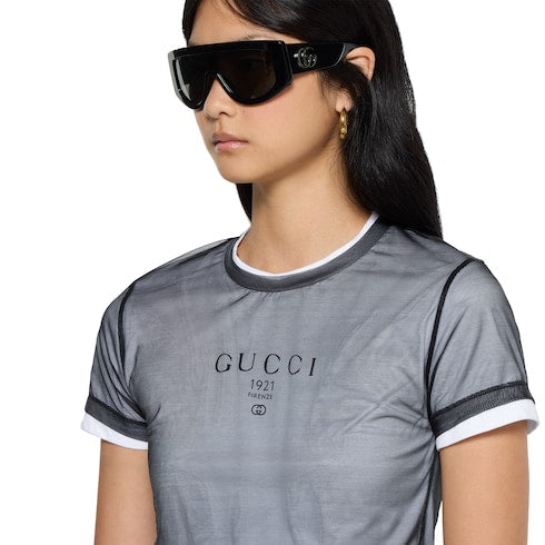 Double layered jersey T-shirt with print - white
