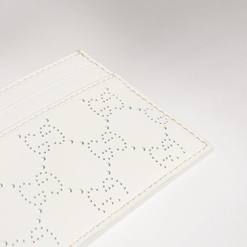 Perforated GG card case - white GG leather