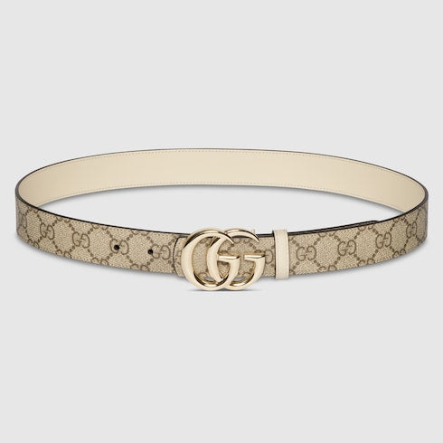 Reversible GG Marmont belt - beige Supreme and ivory leather