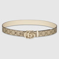 Reversible GG Marmont belt - beige Supreme and ivory leather