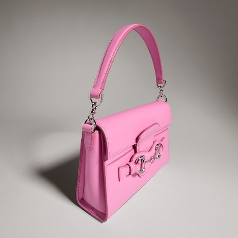 Horsebit Duomo small top handle bag - bright pink leather