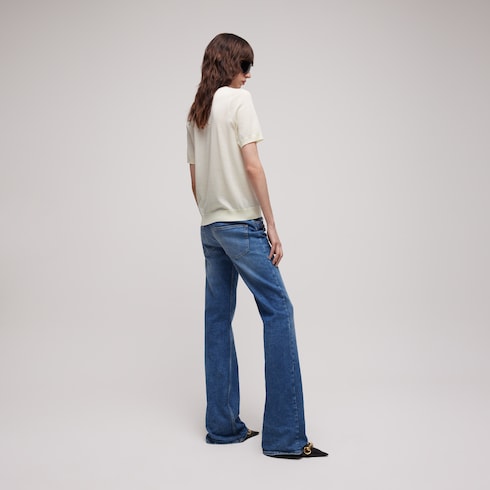 Fine wool sweater with embroidery - white