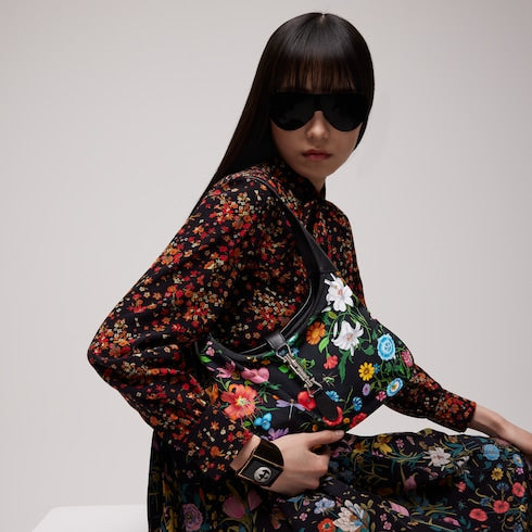 Gucci Jackie 1961 medium shoulder bag - black and multicolor nylon