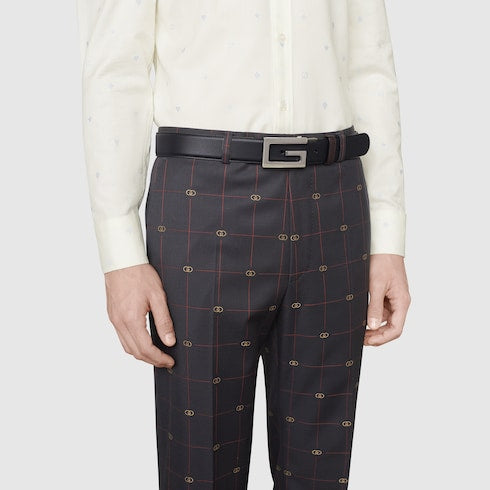 Reversible belt with Square G buckle - black/brown leather