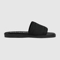 Men's slide sandal with tonal logo - black jacquard fabric