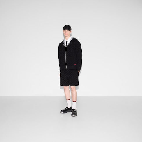 Printed jersey zip sweatshirt - black