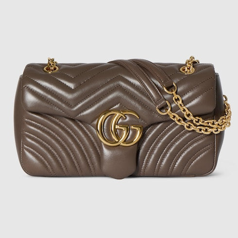 GG Marmont medium shoulder bag - dark taupe leather