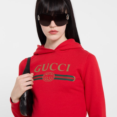 Cotton jersey and cashmere sweatshirt with print - red