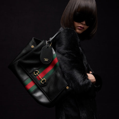 Paparazzo medium top handle bag - black leather