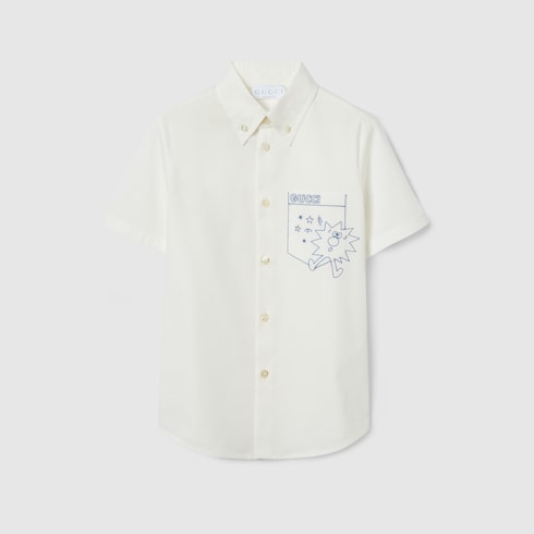 Children's cotton poplin shirt - white