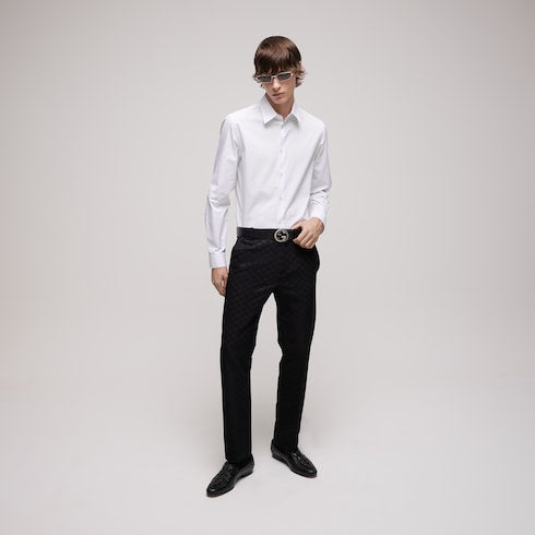 Piece dyed cotton poplin shirt - white