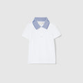 Baby cotton polo shirt with embroidery - white