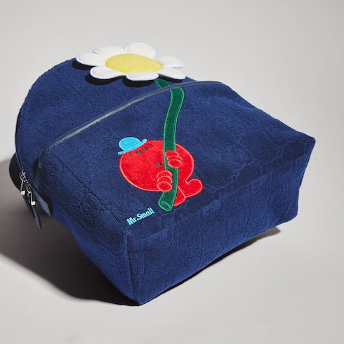 Children's GG backpack with embroidery - dark blue GG terrycloth