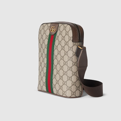 Ophidia small slingbag - beige and dark brown fabric