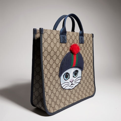 Children's GG tote bag - beige and brown GG Supreme