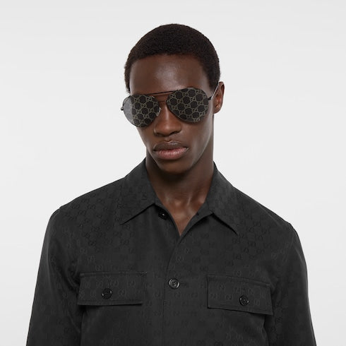 GG cotton canvas jacket - black