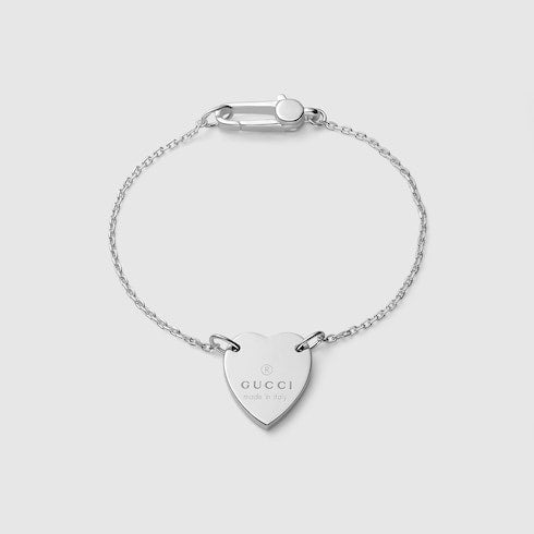 925 Sterling Silver Bracelet With Gucci Trademark Heart - 925 Sterling Silver Bracelet With Gucci