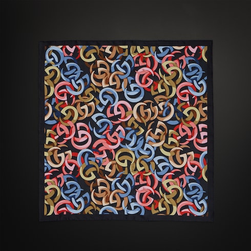 Printed silk pocket square - multicolor