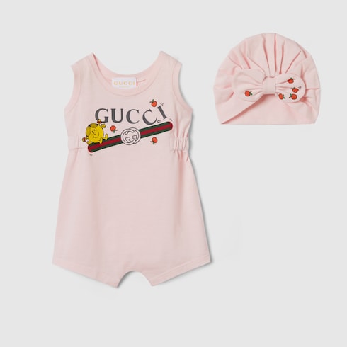 Baby two-piece gift set with print - pale pink