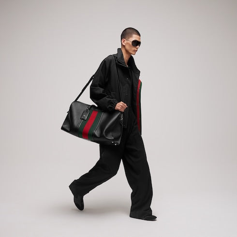 Mega Web Trademark large duffle bag - black leather
