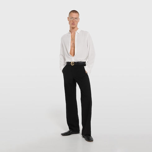 Belt with Interlocking G buckle - black leather