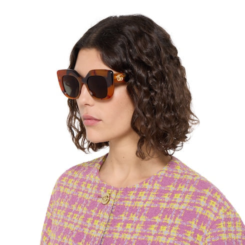 Square frame sunglasses - light brown tortoiseshell