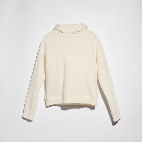 Cashmere jersey sweatshirt with embroidery - white