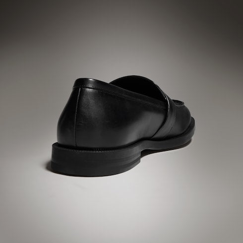 Men's loafer with Double G - black brushed leather