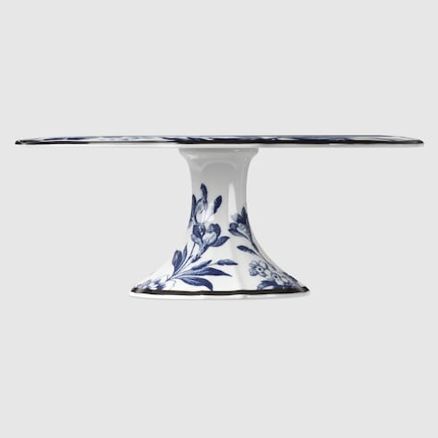 Herbarium cake stand - blue and white porcelain