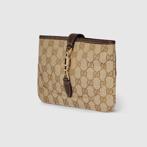 Gucci Jackie small pouch - sand and brown GG canvas