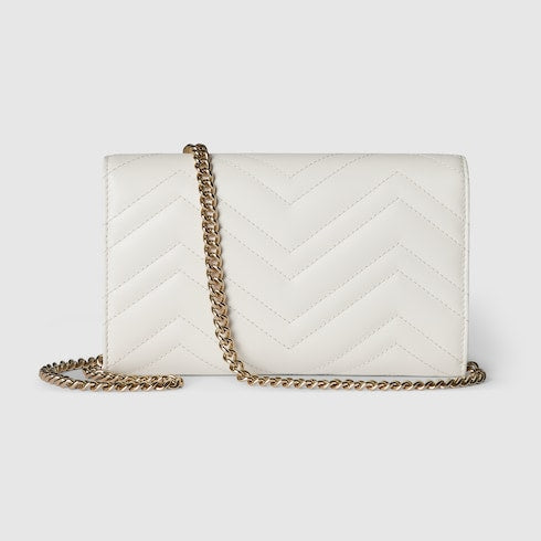 GG Marmont wallet on chain - white leather