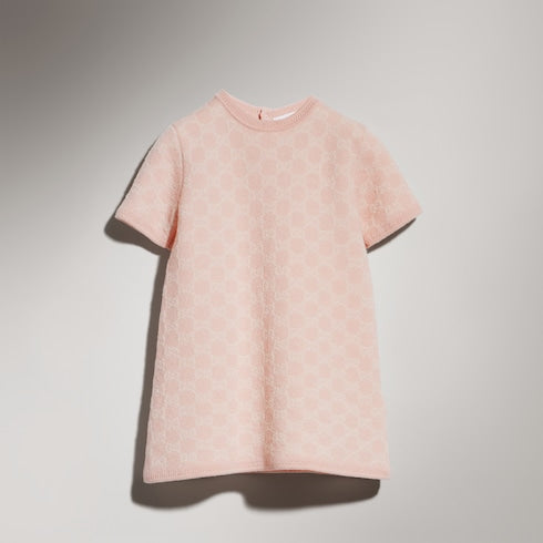 Baby GG wool jacquard dress - light pink