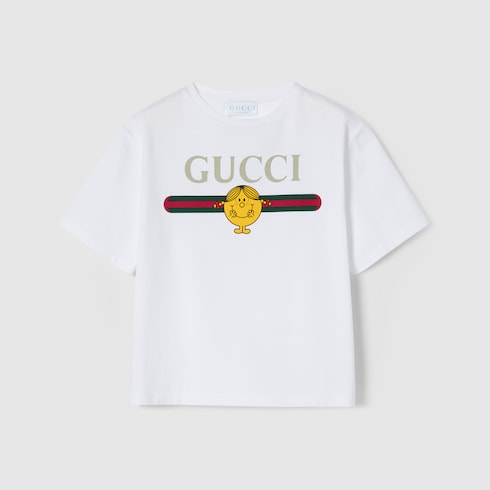 Children's cotton T-shirt with print - white
