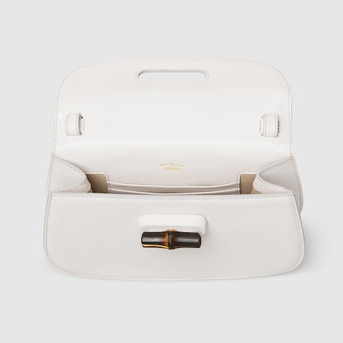 Bamboo mini bag - white leather