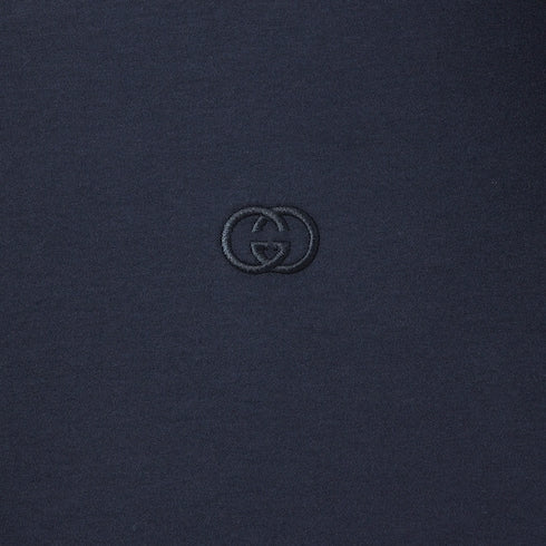 Cotton jersey T-shirt with embroidery - dark blue