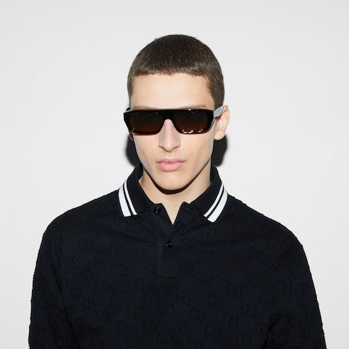 GG stretch cotton polo - black and white