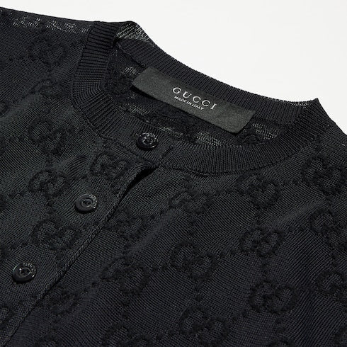 Fine crêpe viscose cardigan - black
