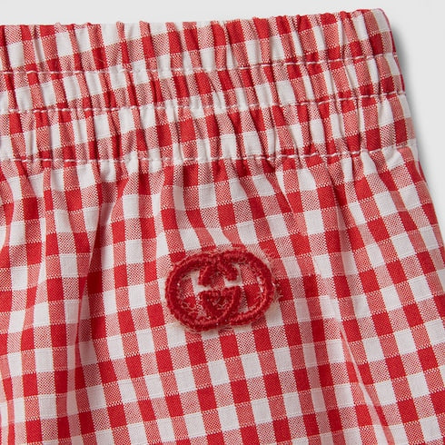 Baby gingham cotton shorts - red and white