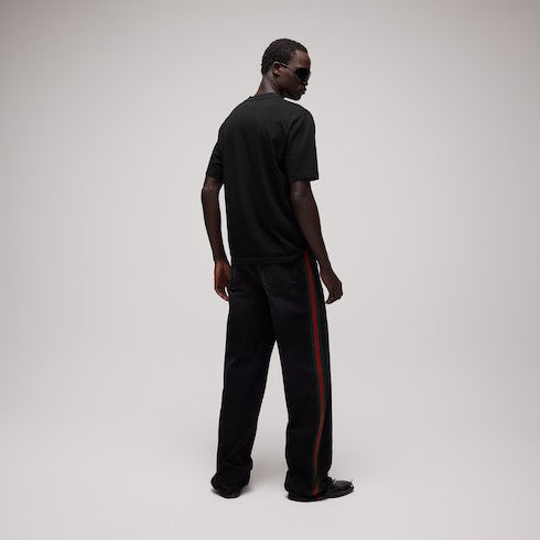 Cotton jersey T-shirt with print - black