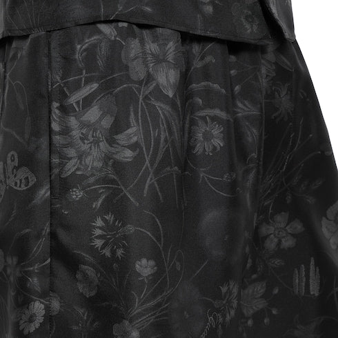 Printed silk twill shorts - black and grey