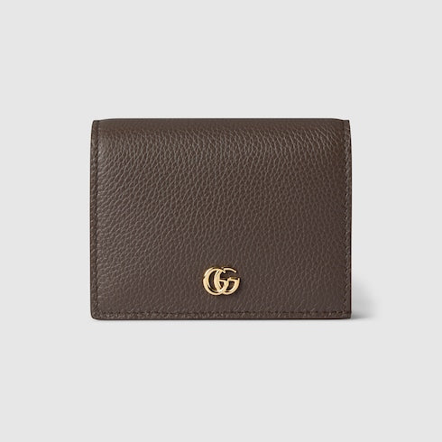 Bi-color GG Marmont small wallet - dark taupe leather