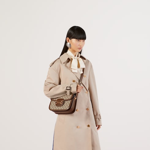 GG Supreme / Brown Gucci 1955 Horsebit Shoulder Bag - GG Supreme / Brown