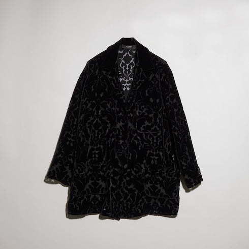 Floral devoré velour shirt - black