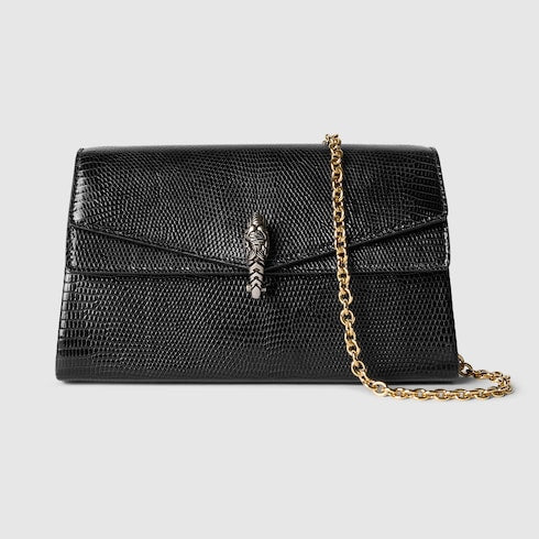 Dionysus lizard small shoulder bag - black