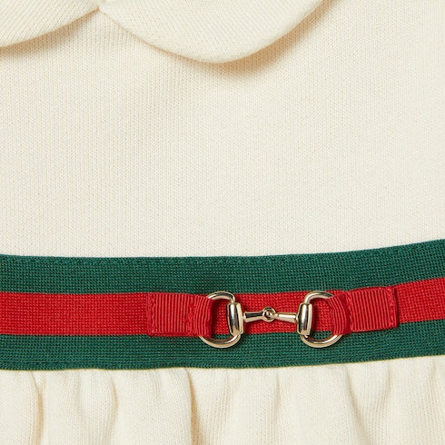 Baby cotton dress with Horsebit - white
