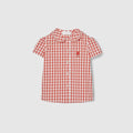 Baby gingham cotton shirt - red and white