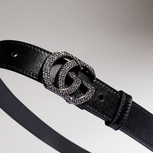 Belt with Double G buckle - black leather