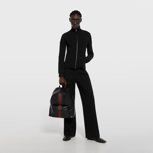 Web Trademark large backpack - black leather